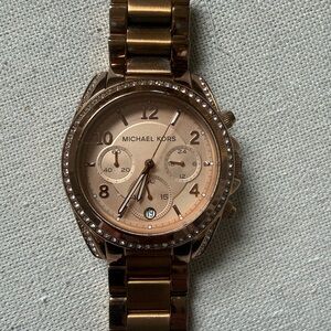 Michael Kors Rose Gold Crystal Bezel Watch MK 5263 39mm